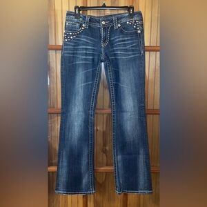 Studded Blue Denim Bootcut Jeans